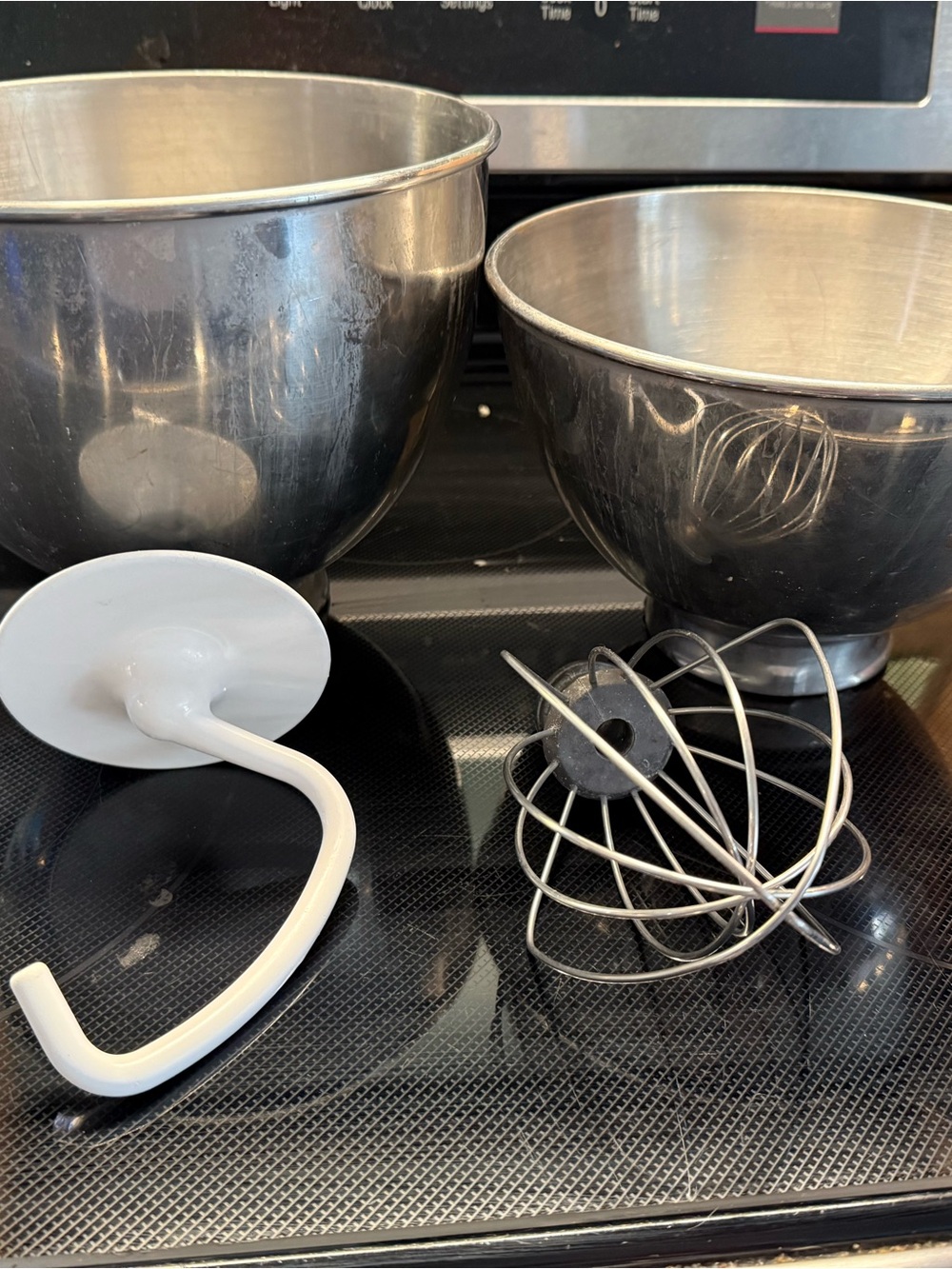 Stainless Steel kitchen aid Mixing Bowl Set with Dough Hook & Whisk